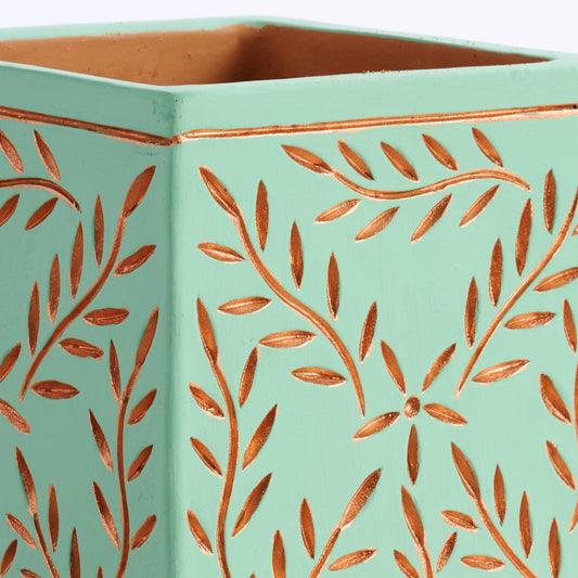 Terracotta Debossed Leaf Planter